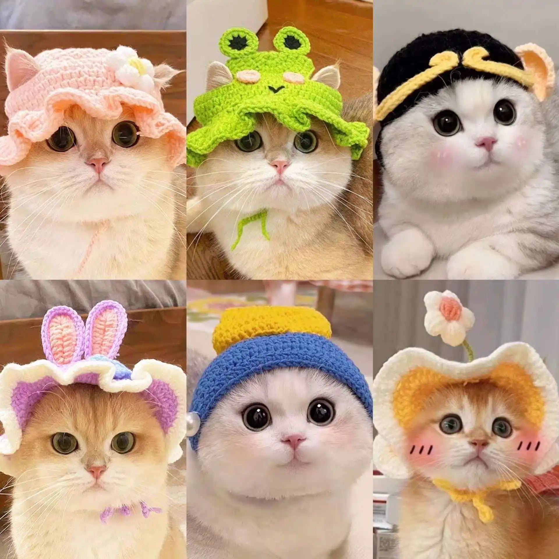 Cute Flower Crochet Pet Hat – Knitted Cap for Cats & Small Dogs