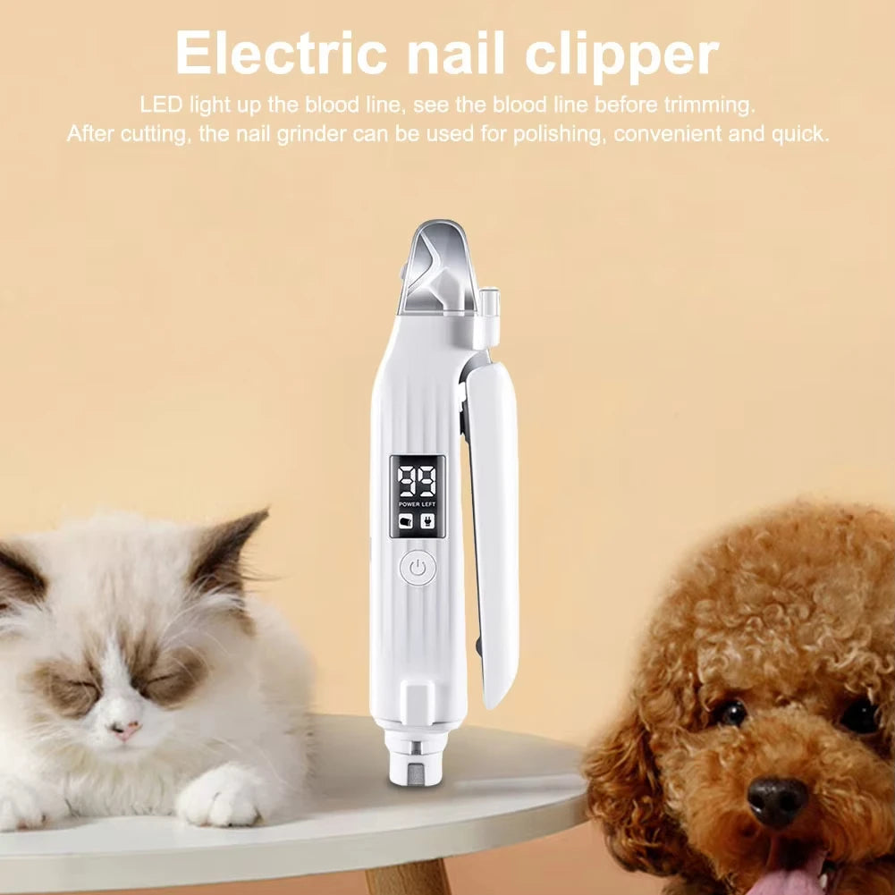 2-in-1 Electric Pet Nail Trimmer & Grinder with LED Light for Dogs & Cats