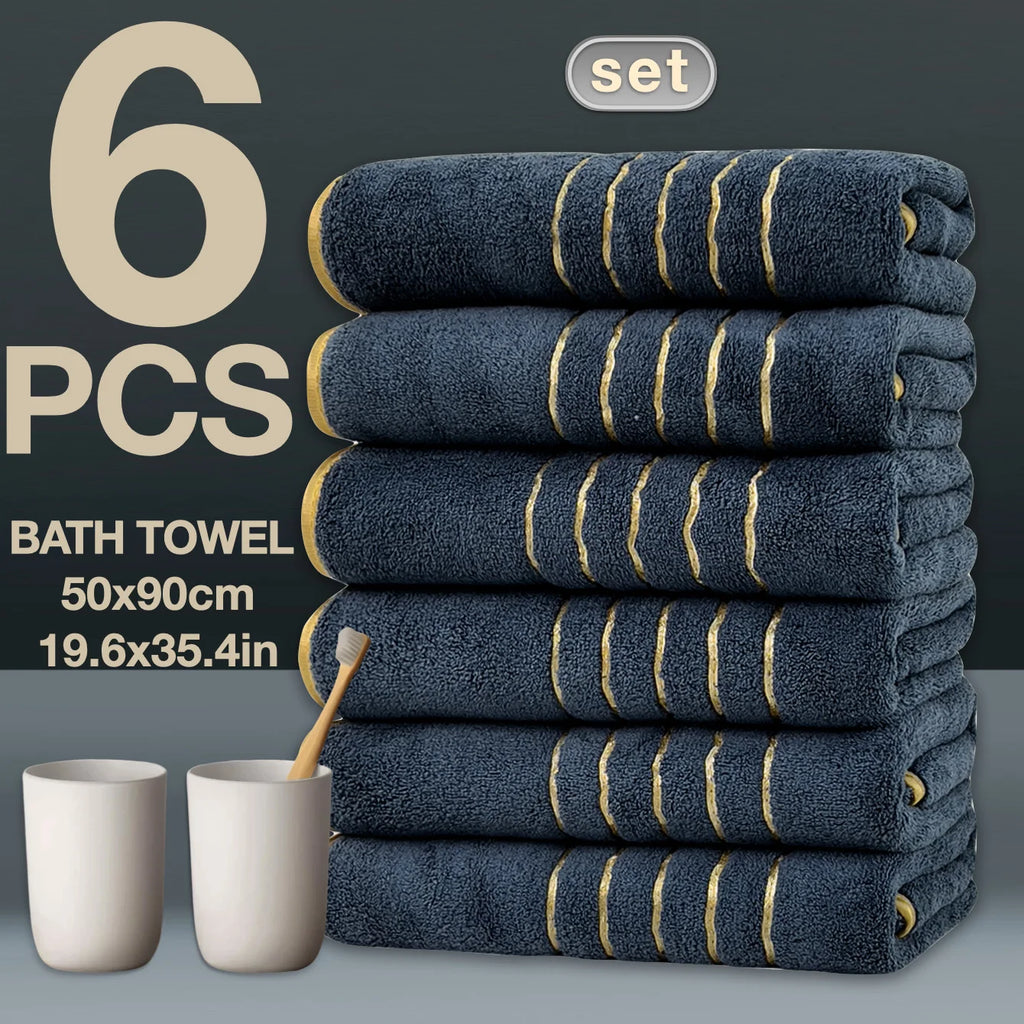 6PCS Luxury Coral Towel Set – Soft Quick-Dry Bathroom Towels