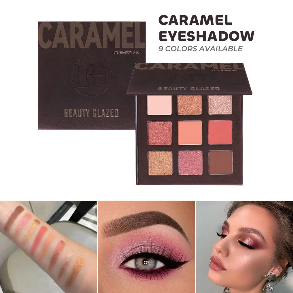 Palette fards à paupières 9 couleurs, mats et scintillants, longue tenue, waterproof, maquillage yeux toute la journée