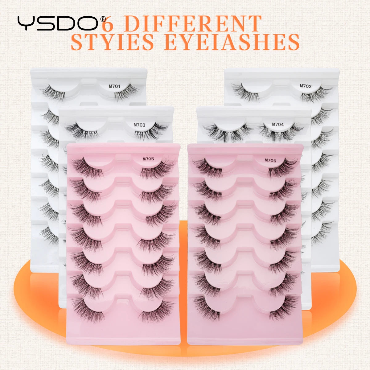 3 à 7 paires de cils en vison synthétique – Faux cils faits main, naturels et nude, effet croisé et désordonné – Cils 3D bouclés pour maquillage