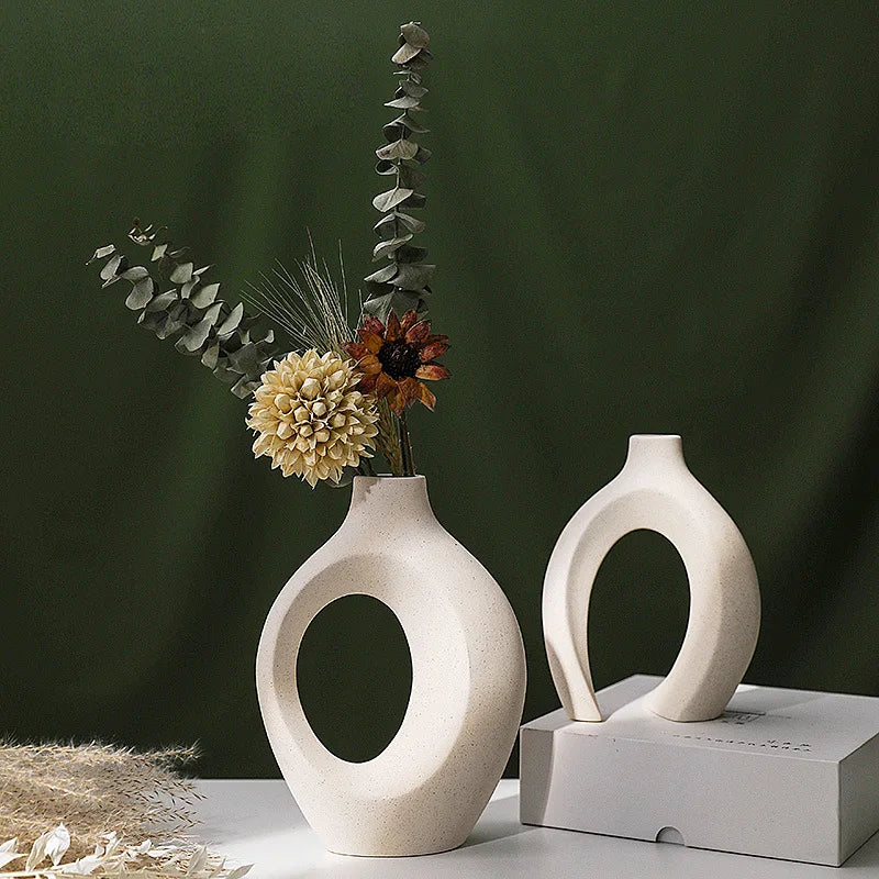 Modern Hollow Vase Set (2 Pieces) – Scandinavian Decorative Flower Vases for Home Decor