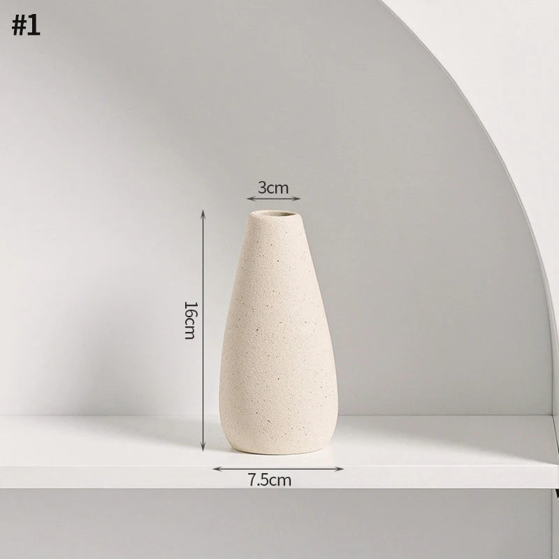 Modern Nordic Ceramic Vase – Minimalist White Flower Vase for Home & Office Decor