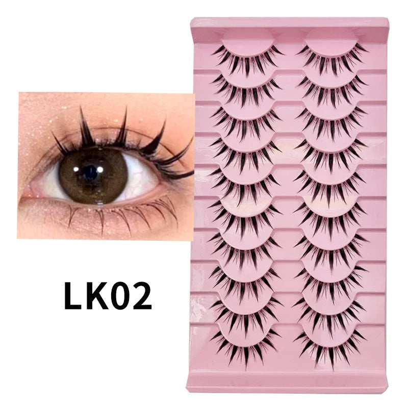 10 paires de cils naturels – Cils manga en bande complète, maquillage – Vente en gros, dropshipping, extensions de cils, faux cils style anime