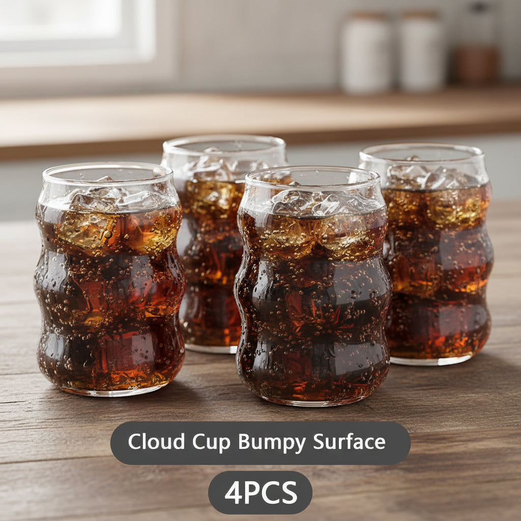 INS Stripe Glass Cups – Heat-Resistant Transparent Coffee, Tea & Juice Tumblers (2/4/6 PCS)