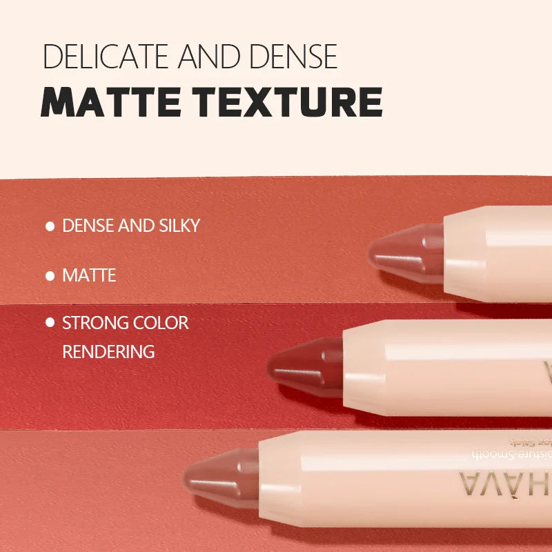 Crayon rouge à lèvres 8 couleurs velours mat longue tenue waterproof non-collant