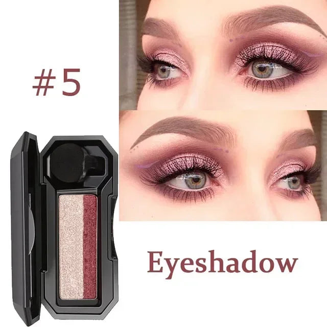 Fard à paupières double couleur, avec miroir, petit pinceau tête champignon, waterproof, maquillage yeux femmes