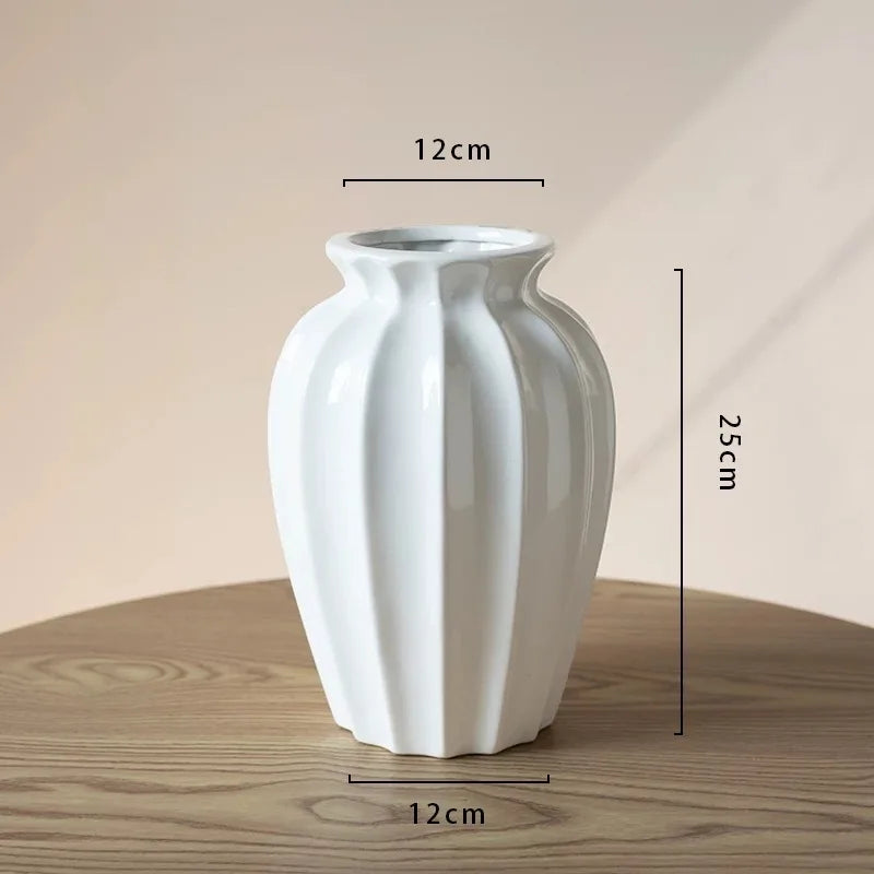 Luxury French Cream Ceramic Vase – Elegant Flower Holder for Home Decor