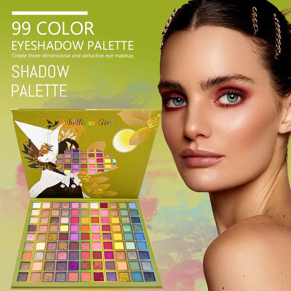 **« Palette fards à paupières 99 couleurs – Arc-en-ciel, mat et longue tenue »**