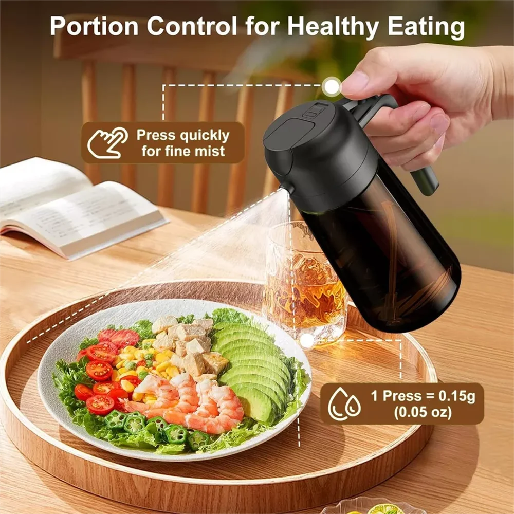 2-in-1 Glass Oil Dispenser & Sprayer – 470ml (16oz) Leakproof Olive Oil Bottle for Cooking, Air Fryer & BBQ