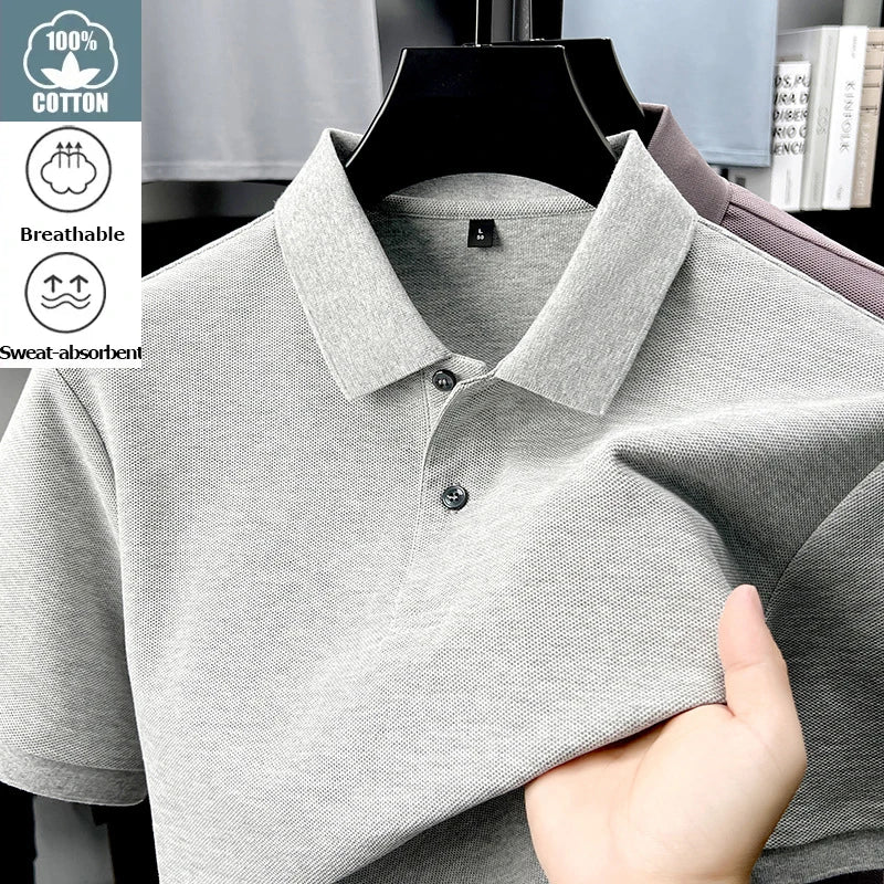 Polo 100% coton pour hommes – T-shirt respirant décontracté d'été, 19 couleurs, idéal pour le golf et le sport, décontracté d'affaires, finition semblable à la soie