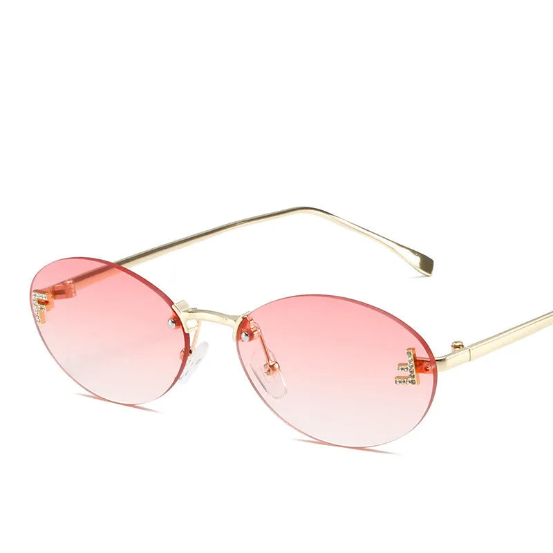 « Lunettes de Soleil Femme – Sans Monture, Lettre F, Luxe UV400 »