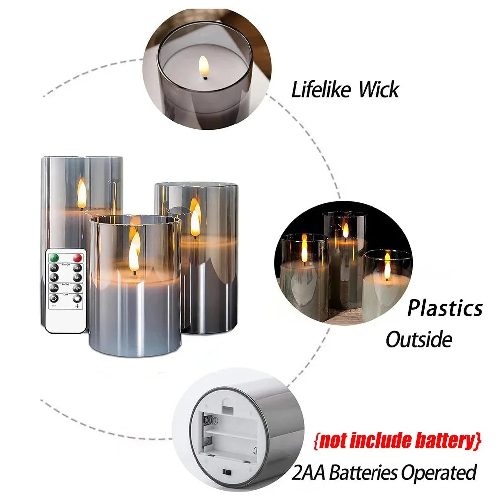 3PCS LED Flameless Candles with Remote Control – Flickering Candle Set for Home & Event Decor