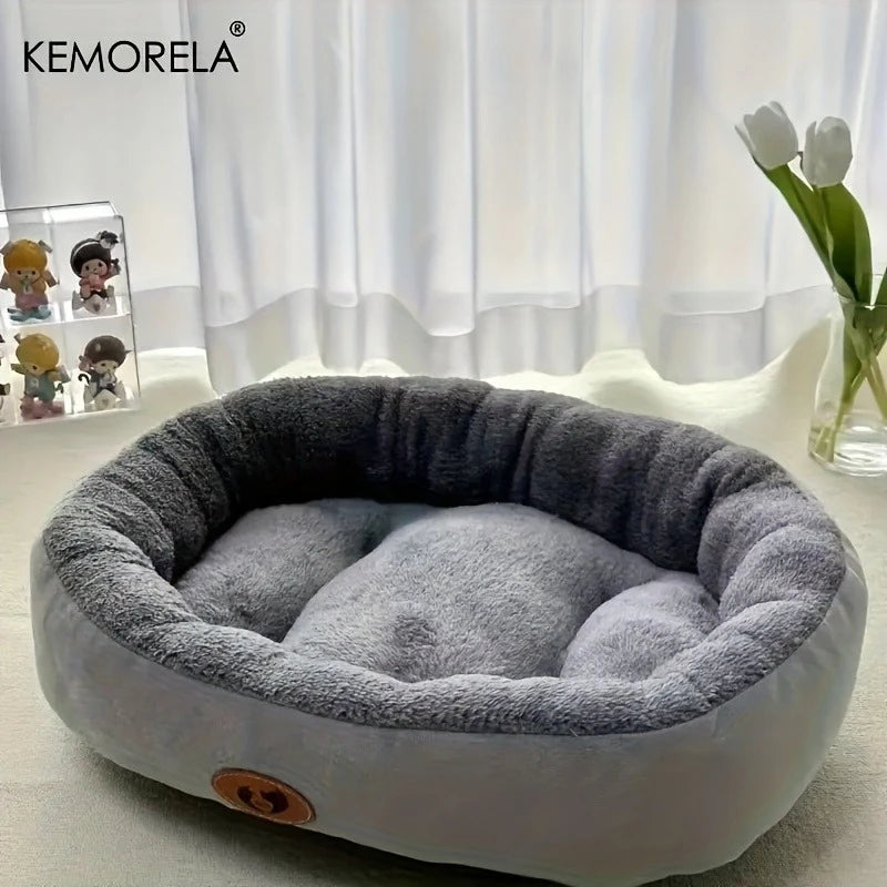 Cozy Oval Plush Pet Bed – Thickened Snuggle Bed for Cats & Small Dogs
