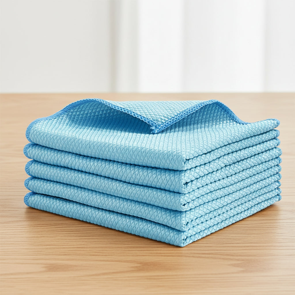 Microfiber Fish Scale Glass Cleaning Cloth – Lint-Free Absorbent Cleaning Towel