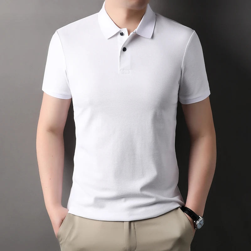 Polo à manches courtes pour hommes, 100% pur coton, mode d'été, classique, couleur unie, confortable, golf, T-shirt style décontracté, offre spéciale