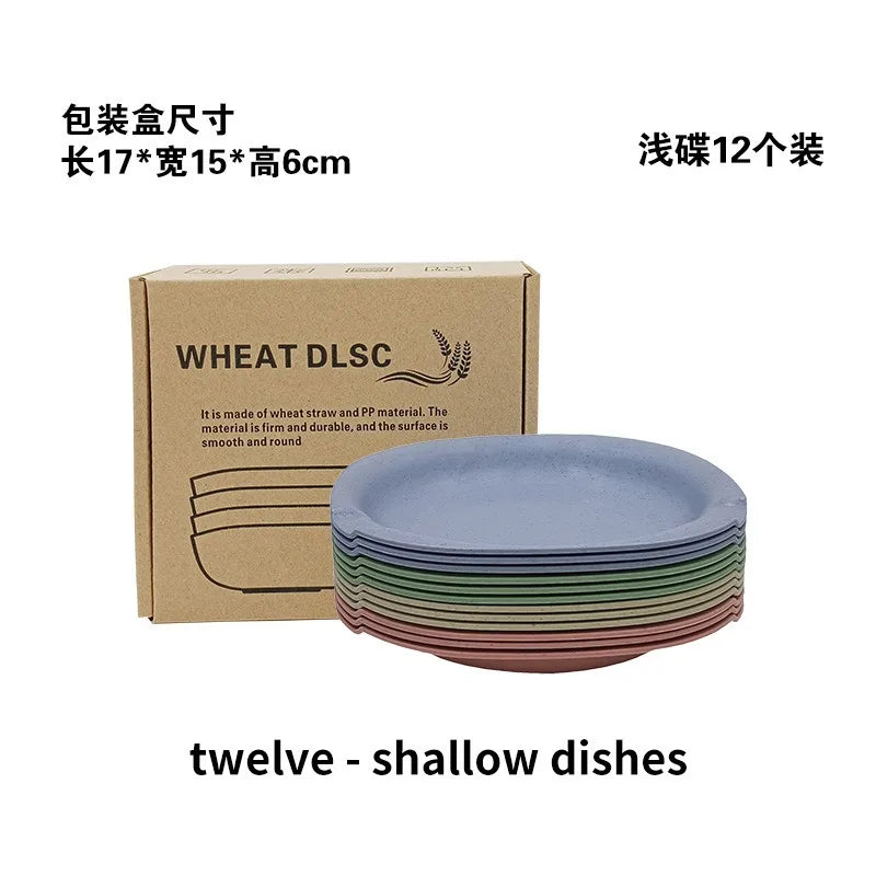 Set d’Assiettes en Paille de Blé – Couleurs Mélangées