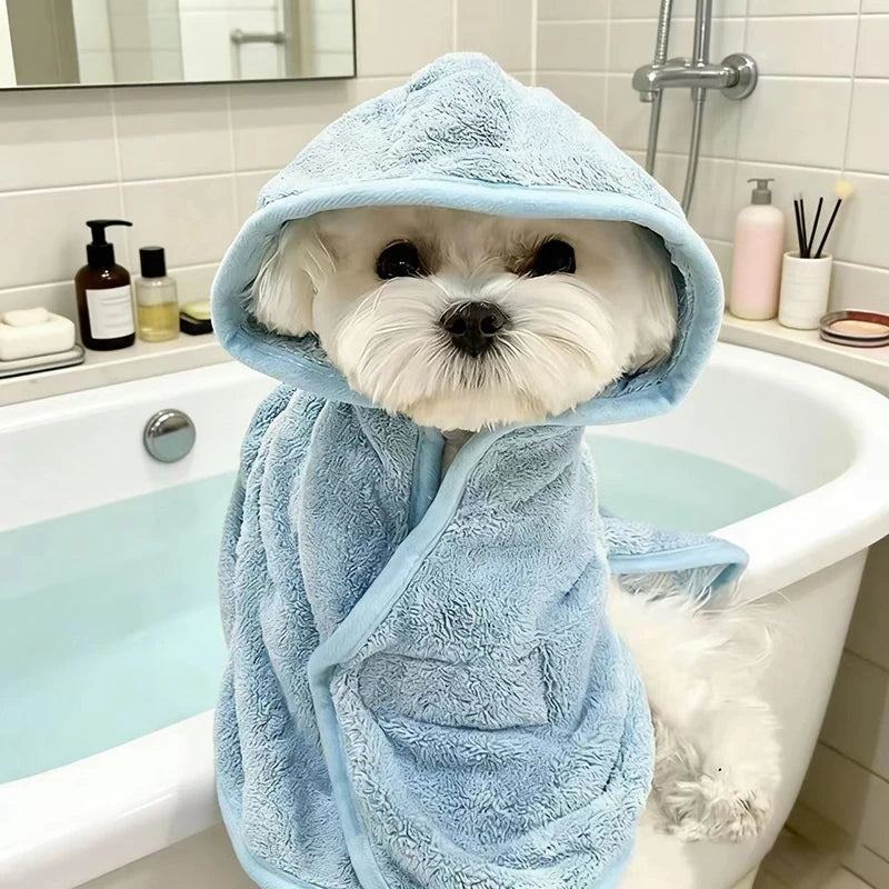 Quick-Dry Pet Bathrobe – Super Absorbent Towel Robe for Dogs & Cats