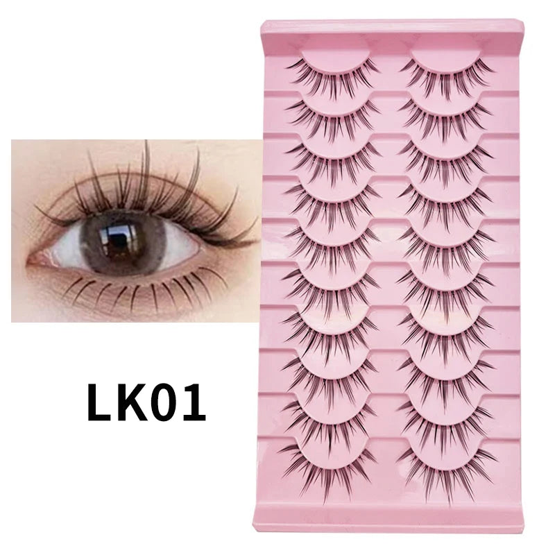 10 paires de cils naturels – Cils manga en bande complète, maquillage – Vente en gros, dropshipping, extensions de cils, faux cils style anime