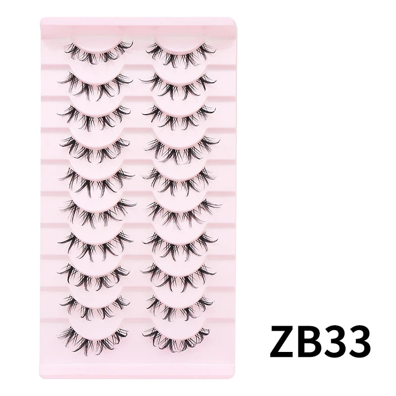 10 paires de cils naturels – Cils manga en bande complète, maquillage – Vente en gros, dropshipping, extensions de cils, faux cils style anime