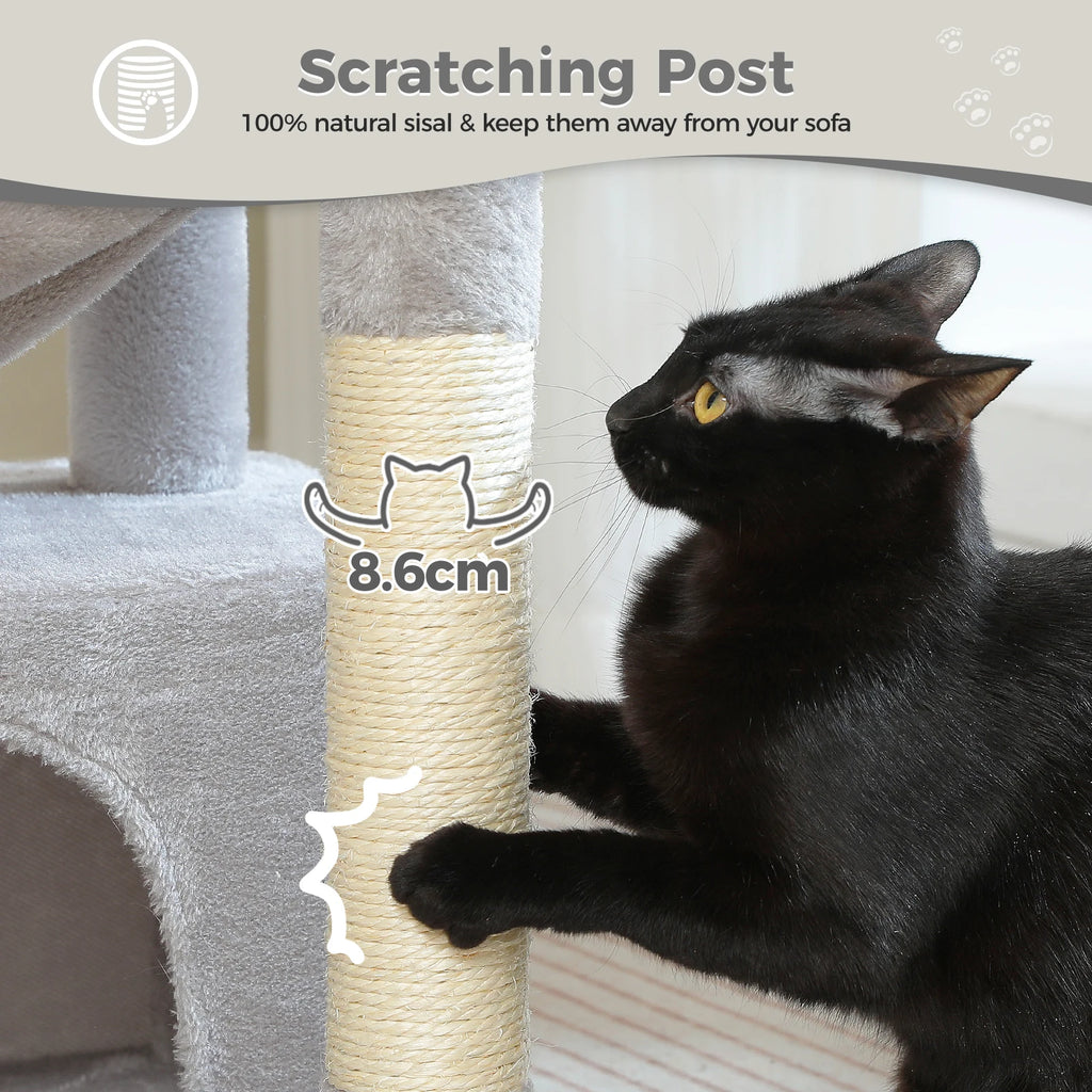 4-in-1 Cat Tree – Cat Condo, Hammock, Scratching Post & Top Perch