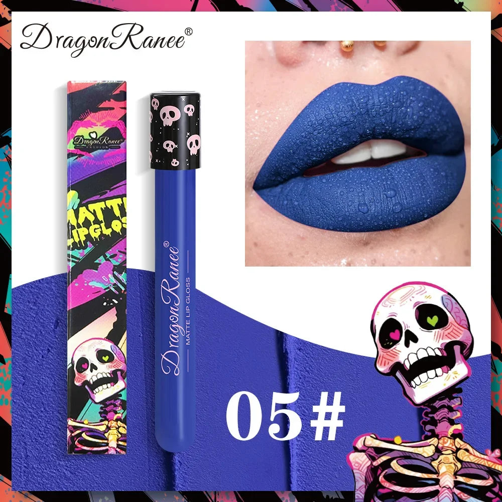 Rouge à lèvres liquide Halloween – Waterproof et facile à appliquer | Teintes sexy rouge, vampire, blanc et noir | Finition mate et gloss | Idéal pour maquillage du visage et body painting