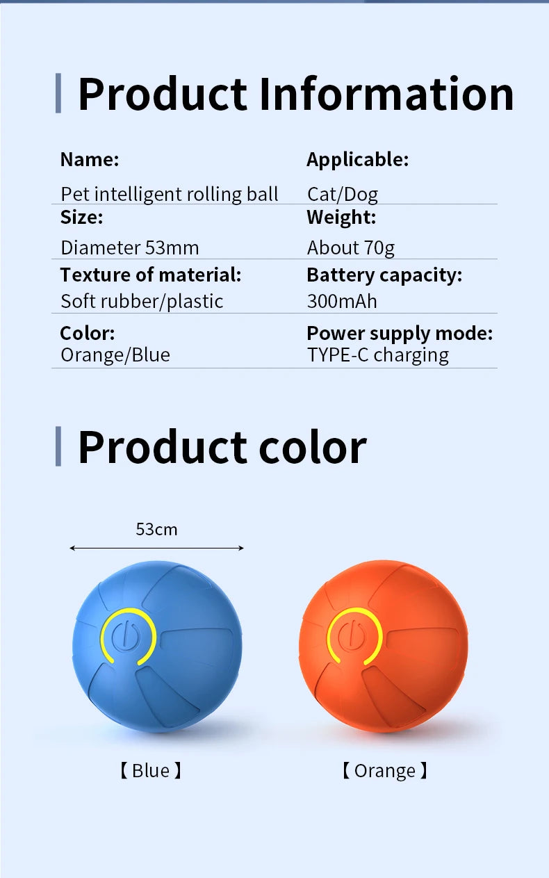 Smart Automatic Rolling Dog Ball – USB Rechargeable Interactive Pet Toy