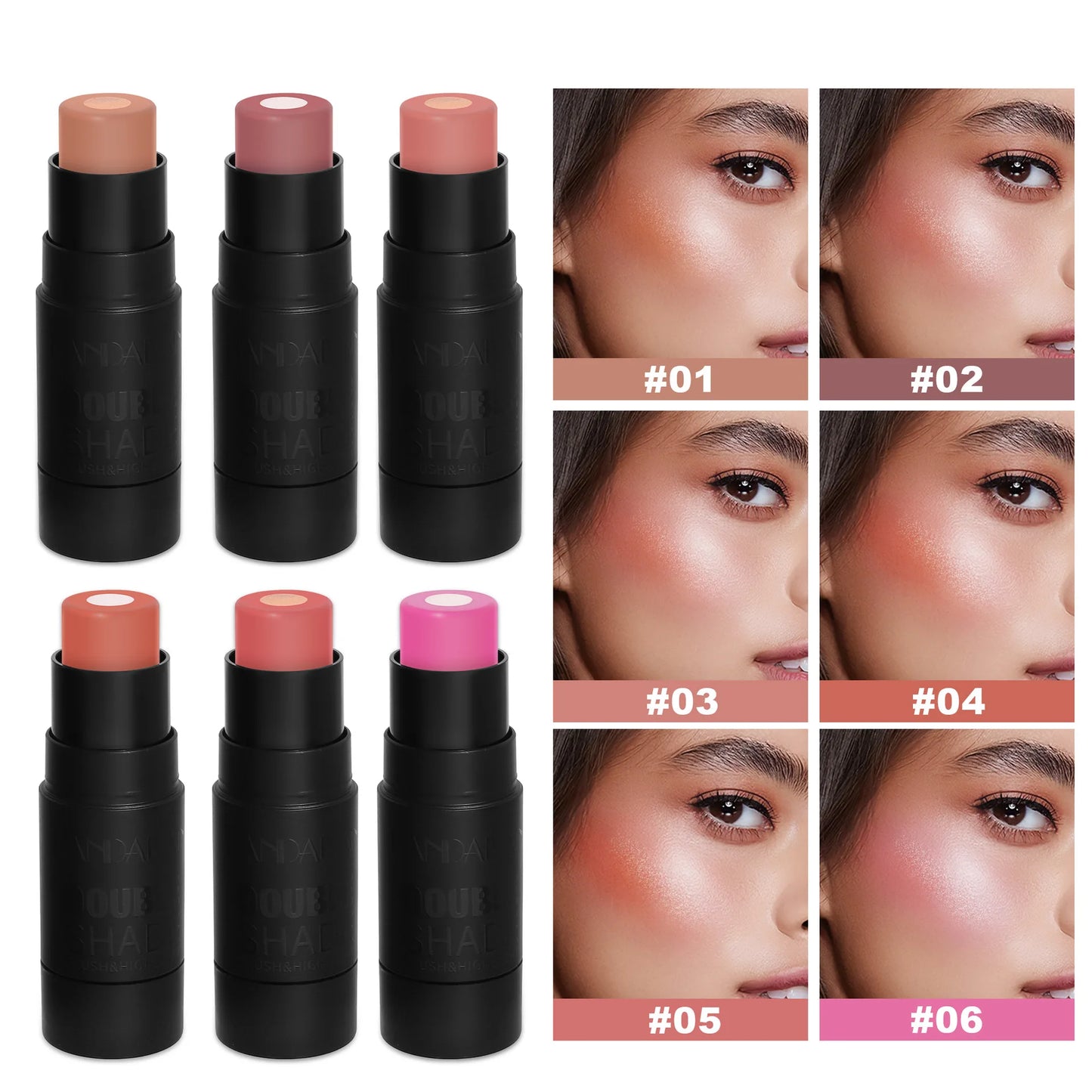 Stick Blush Velours — Crème Rouge Longue Tenue pour Joues, Lèvres et Yeux, Facile à Estomper, Fini Naturel