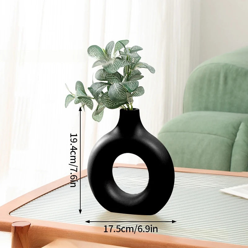 Modern White Decorative Vase – Minimalist Flower Vase for Home & Table Decor