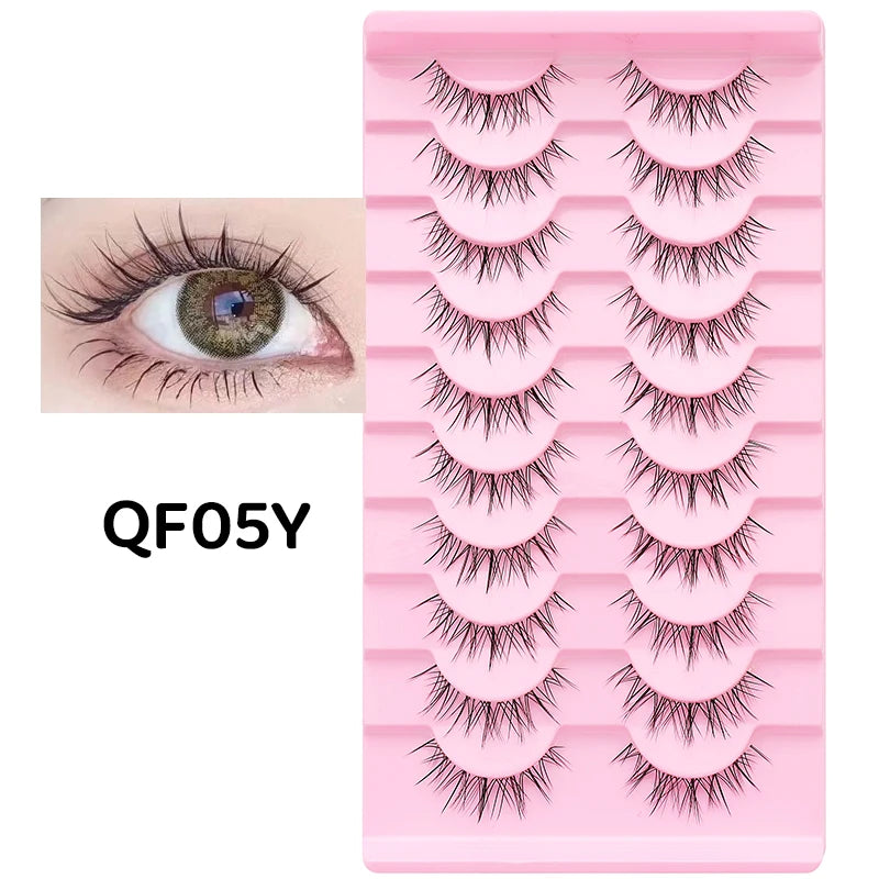 10 paires de cils naturels – Cils manga en bande complète, maquillage – Vente en gros, dropshipping, extensions de cils, faux cils style anime