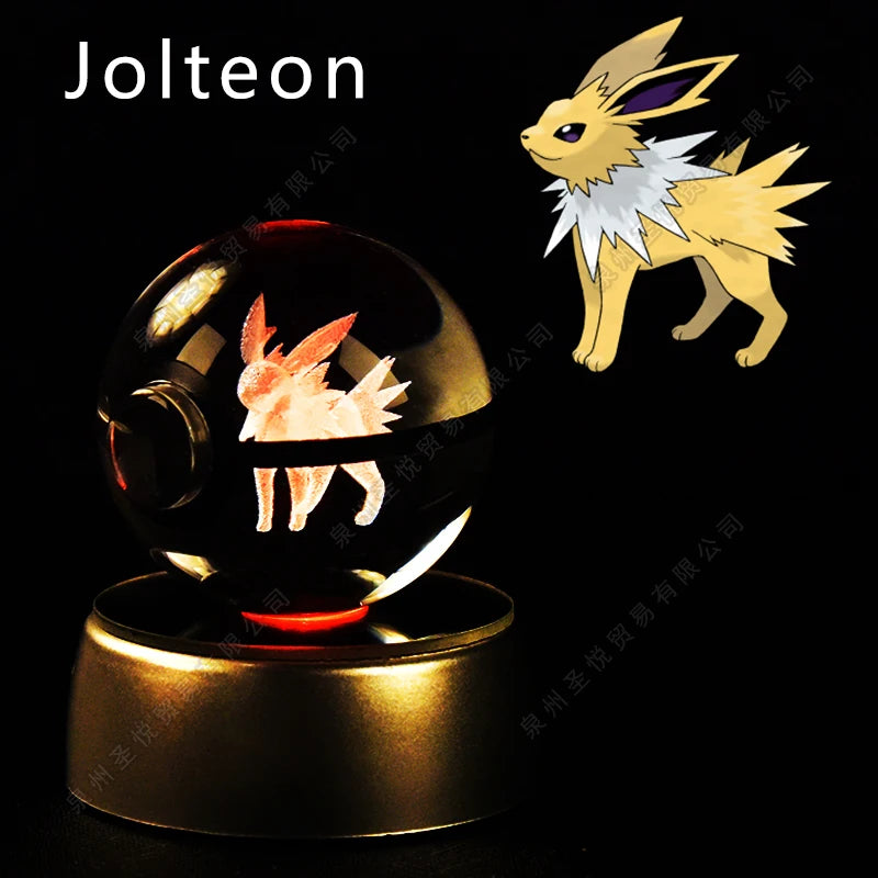 3D Pokémon Crystal Ball Night Light – Pikachu, Gengar & Mewtwo LED Glass Lamp
