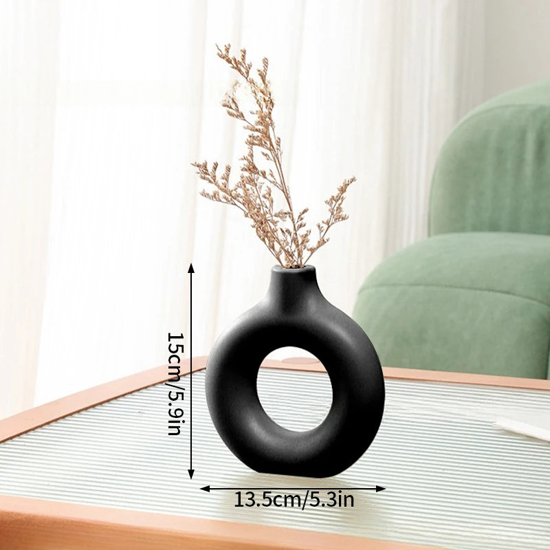 Modern White Decorative Vase – Minimalist Flower Vase for Home & Table Decor