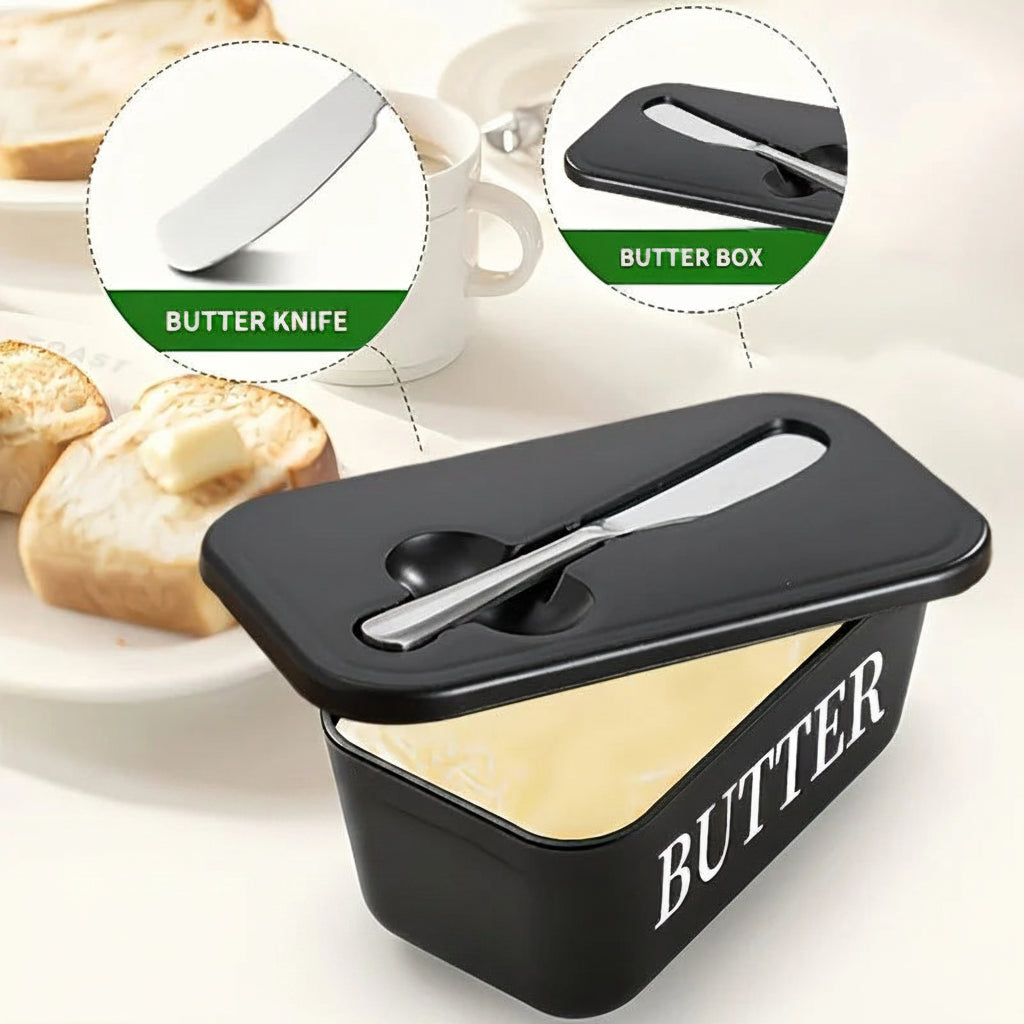 Butter Dish with Lid & Knife – Sealed Butter Storage Container