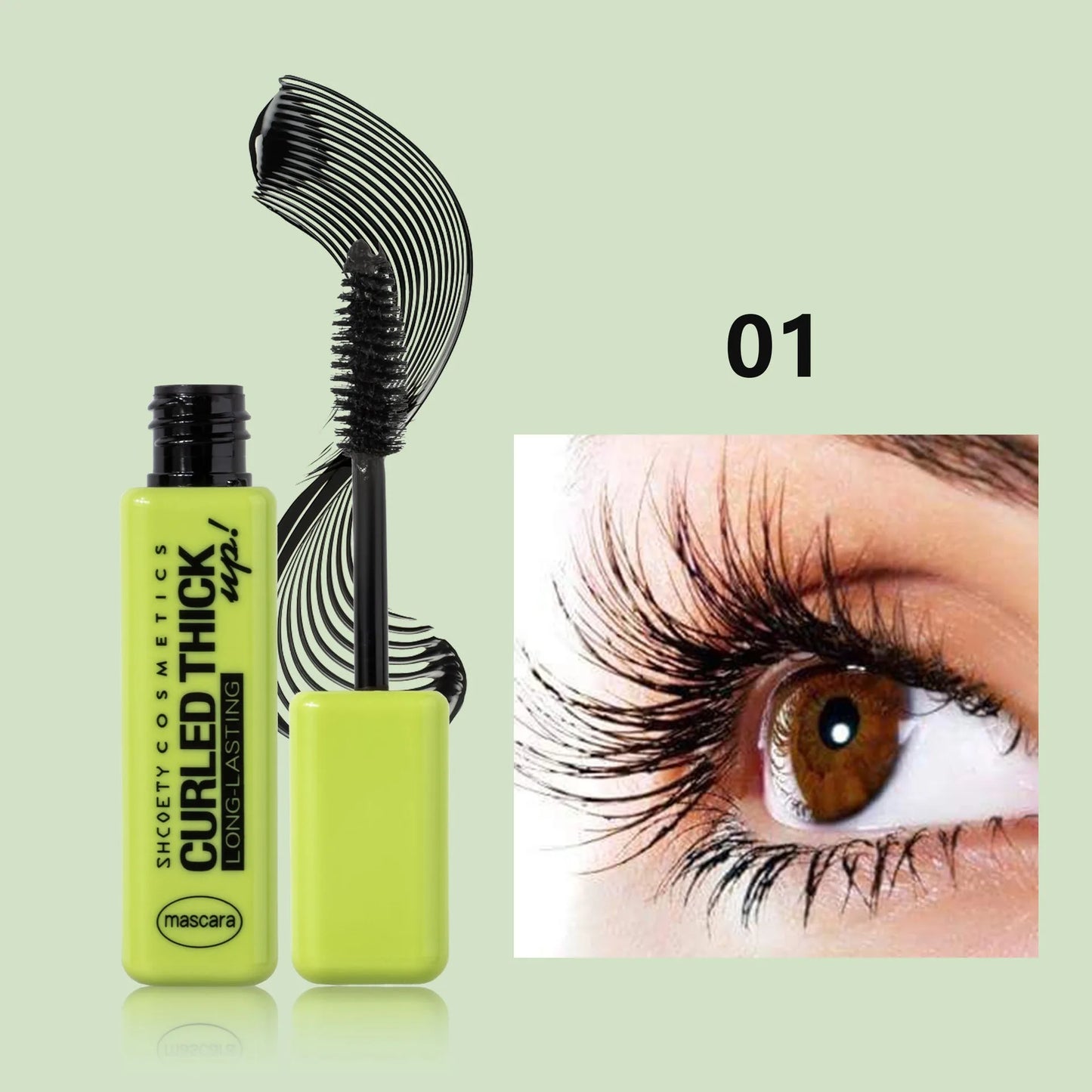 Mascara 7D waterproof allongeant cils fibres de soie noir volume et courbure longue tenue