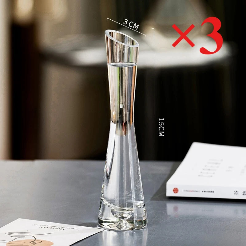 Elegant Slanted Glass Vase – European Style Hydroponic Flower Vase for Home Decor
