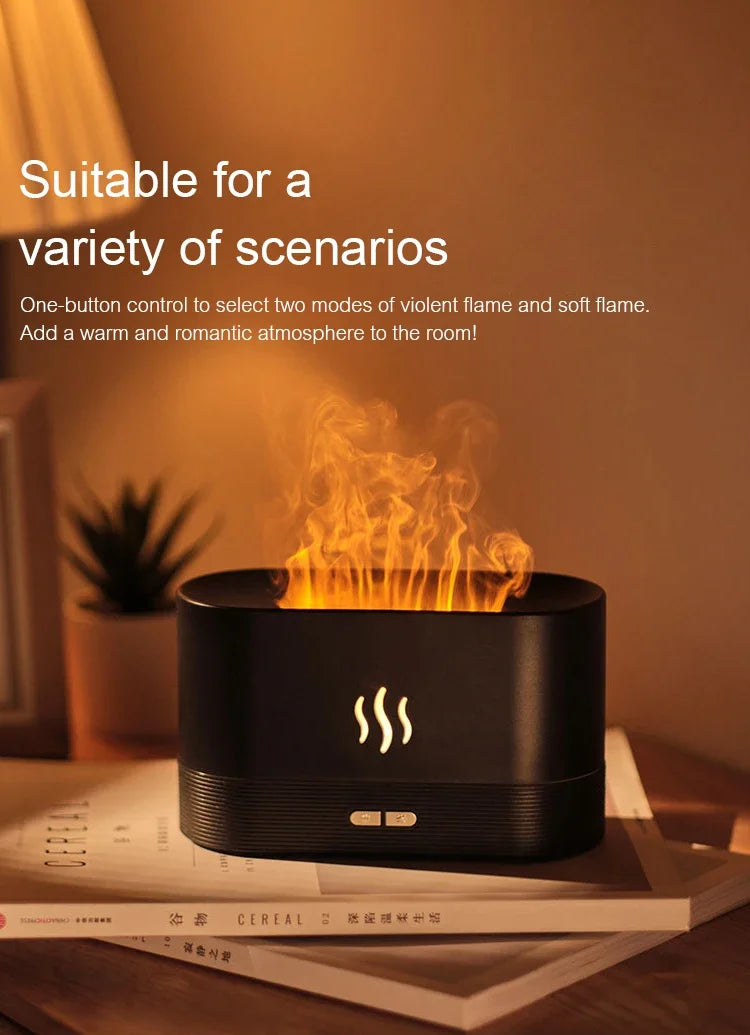 USB Flame Aroma Diffuser – 7 Color LED Humidifier & Essential Oil Aromatherapy Lamp