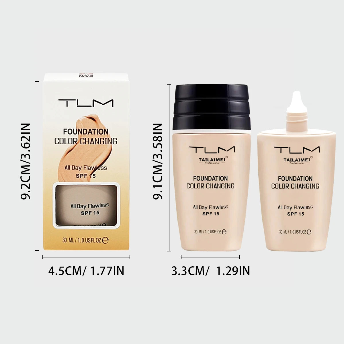 Fond de Teint Liquide Hydratant – Longue Tenue, Éclaircissant, Base de Maquillage Naturelle, 30 ml