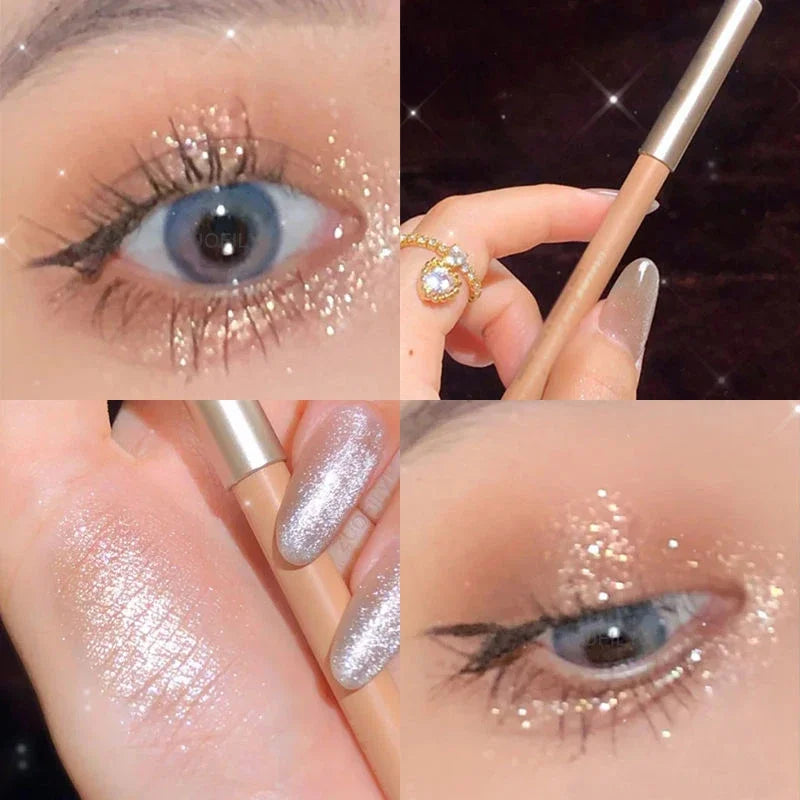 Crayon fard à paupières, effet soyeux, paillettes galactiques, longue tenue, waterproof, eyeliner brillant