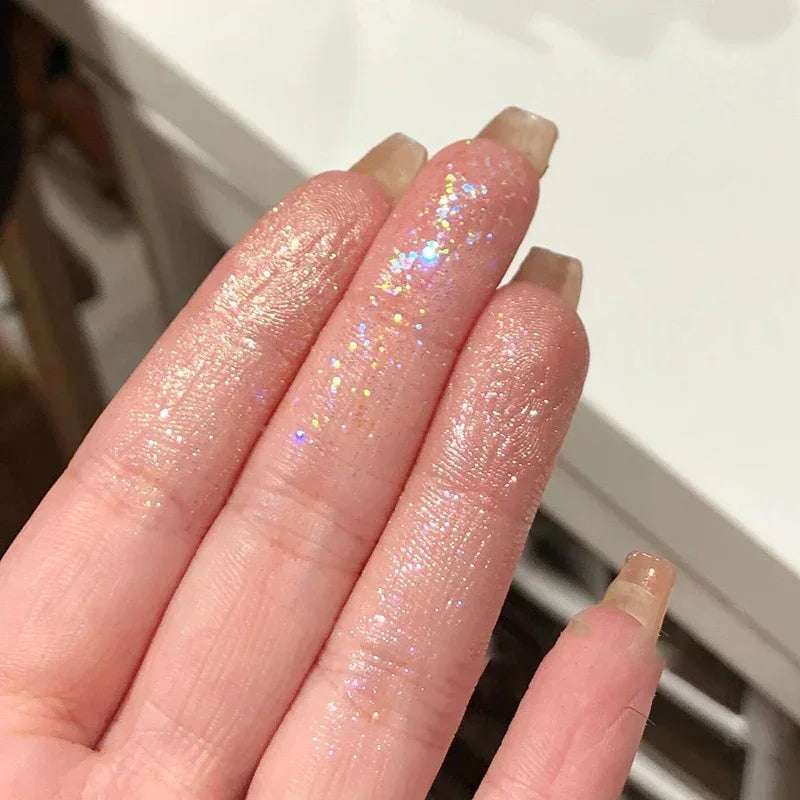 Palette fards à paupières 9 couleurs, paillettes, champagne et rose nacré, scintillant, tons froids, maquillage yeux séduisant