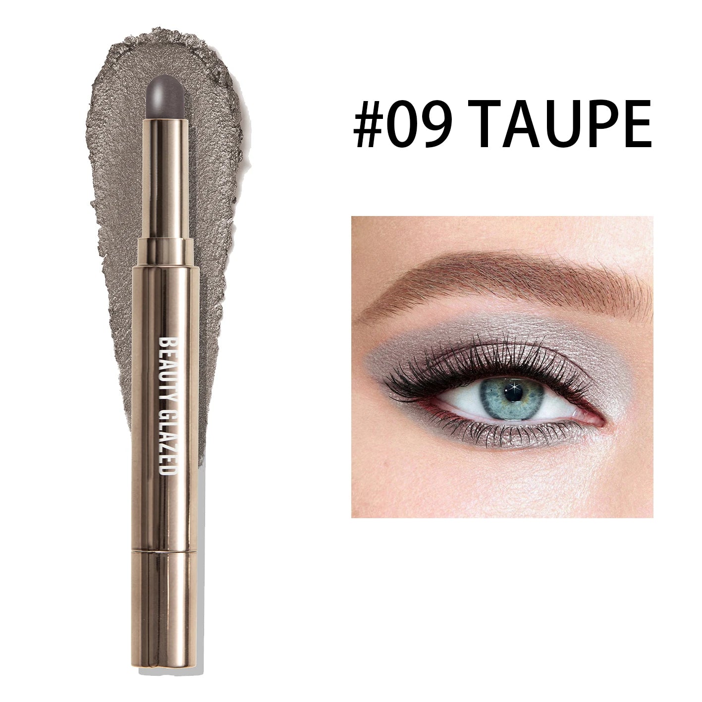 Crayon fard à paupières double embout 10 couleurs, nacré, longue tenue, avec pinceau-éponge pour contour facile