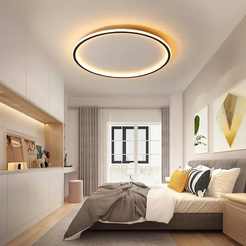 Modern LED Ceiling Light – Circular Flush Mount Fixture for Living Room, Bedroom & Hallway