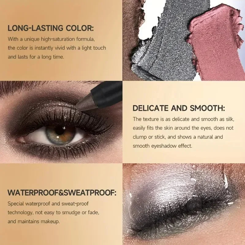 1 stick ombre à paupières double embout, dégradé brun terre, maquillage illuminateur longue tenue, convient aux débutants