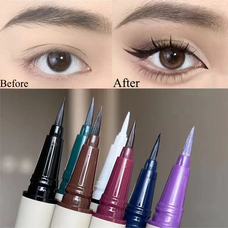 Crayon Eyeliner Liquide Séchage Rapide – Waterproof, Longue Tenue, Marron Thé et Blanc, Texture Lisse,Maquillage des Yeux