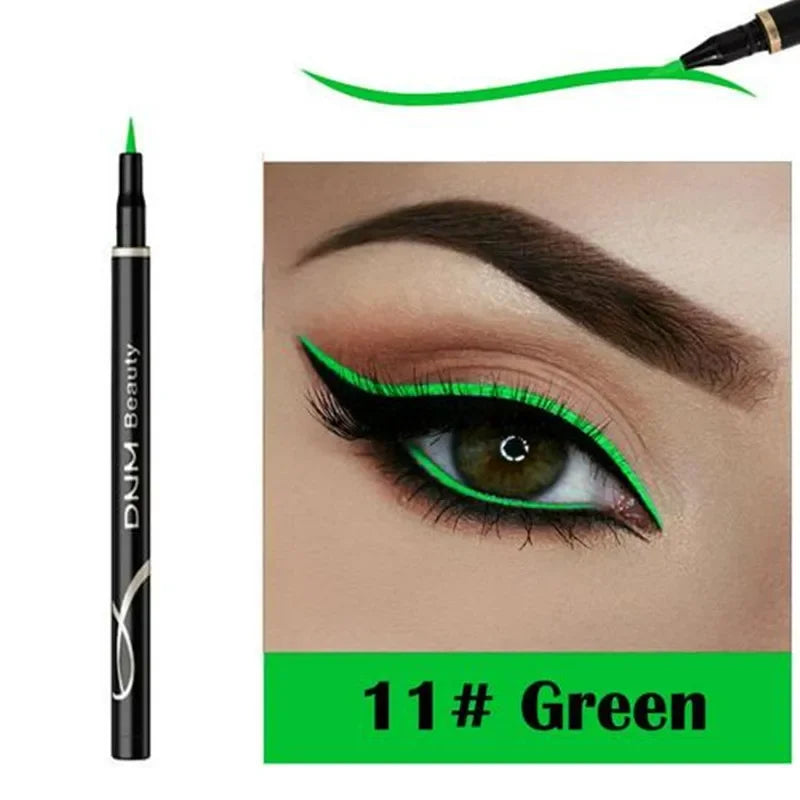 Set 12 Crayons Eyeliner Liquide – Waterproof, Facile à Appliquer, Mat, Couleurs Bleu, Rouge, Vert, Blanc, Or et Marron