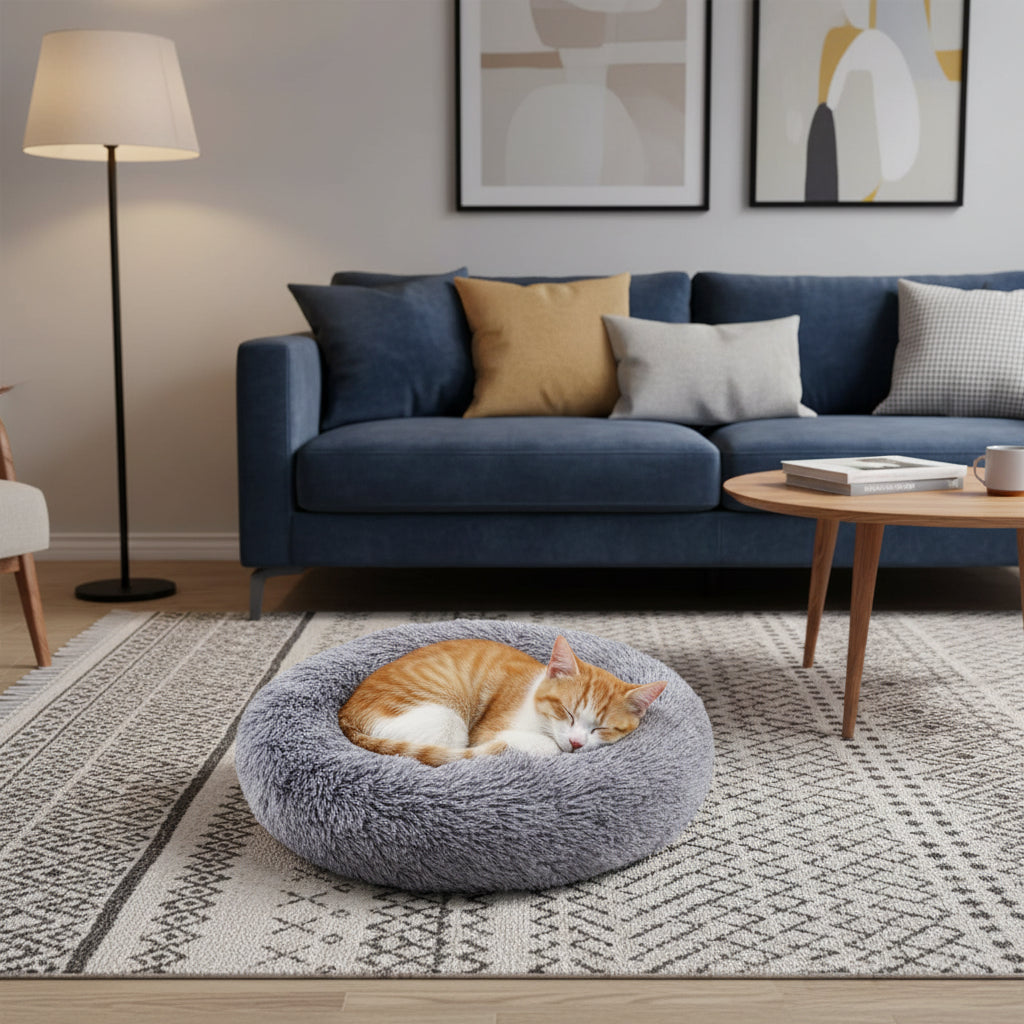 Plush Round Pet Bed – Ultra Soft Warm Dog & Cat Bed
