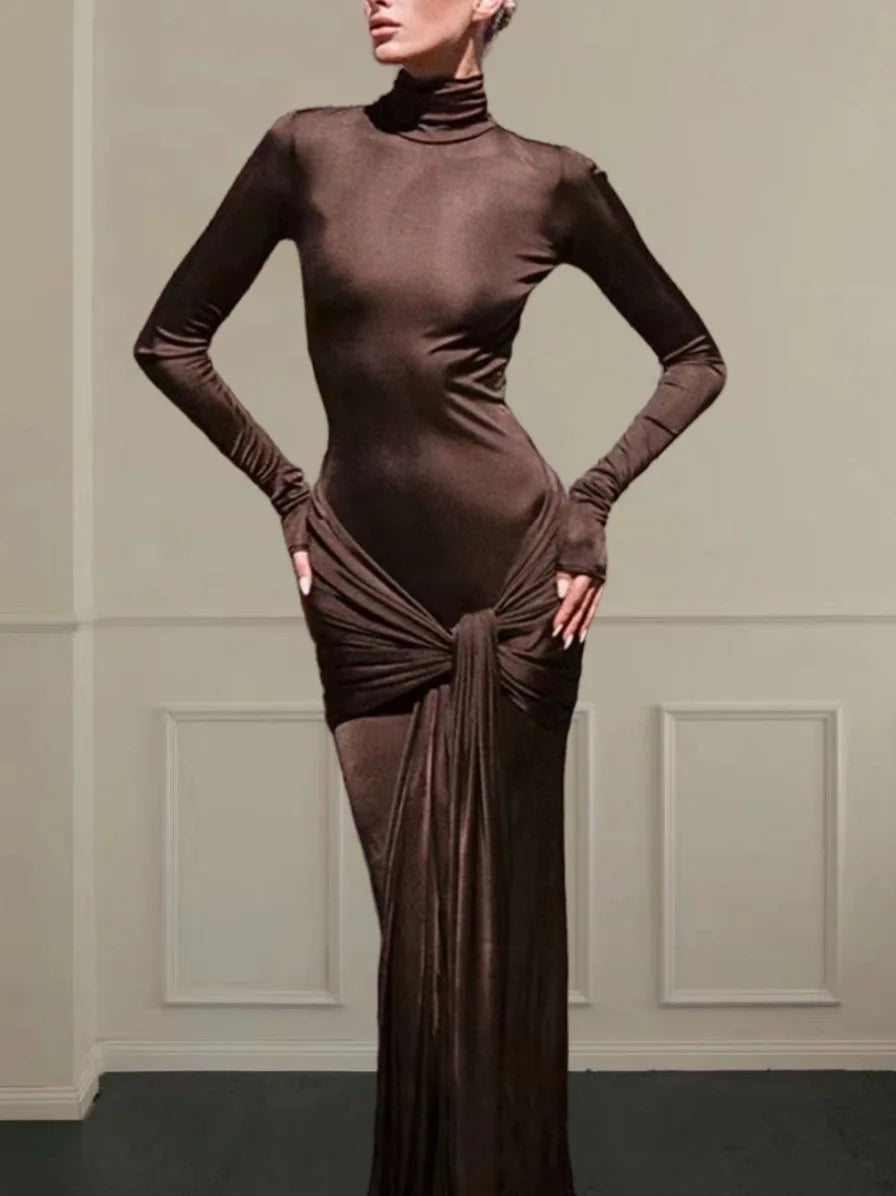 Robe Longue Femme Sexy à Col Montant – Sans Manches, Coupe Slim