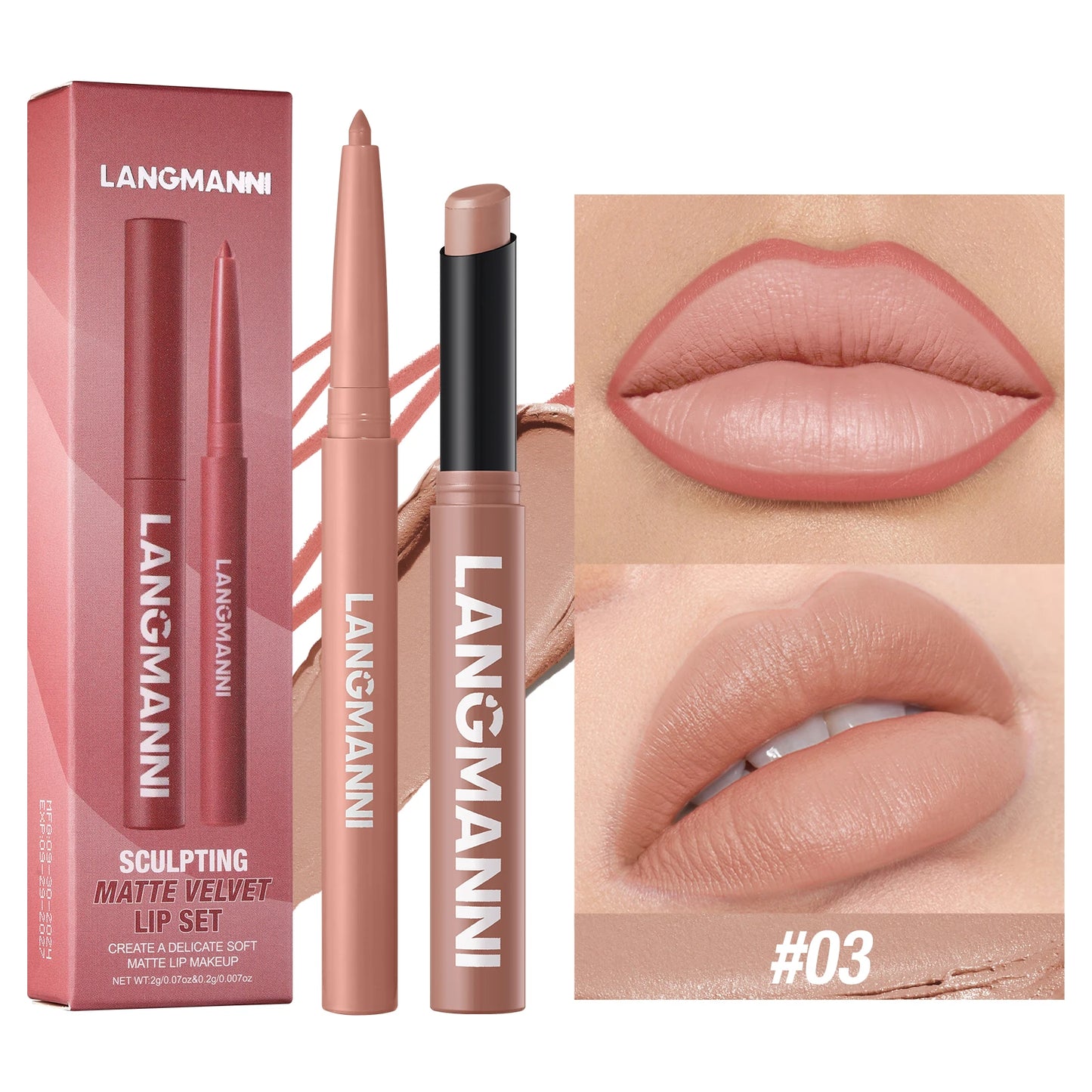 Set intégré rouge à lèvres + crayon contour waterproof – Tenue durable, sans bavure et sans transfert | Couleur longue durée | Facile à appliquer pour un maquillage lèvres parfait