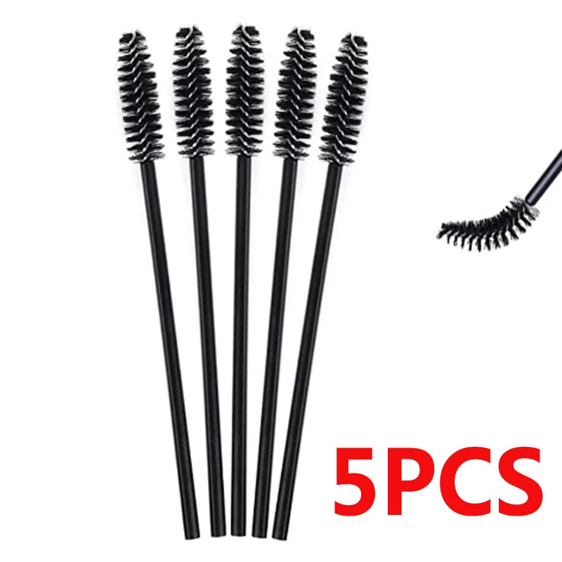 Lot de 5 ou 50 pinceaux maquillage nylon jetables brosse cils et sourcils peigne pour extensions et mascara