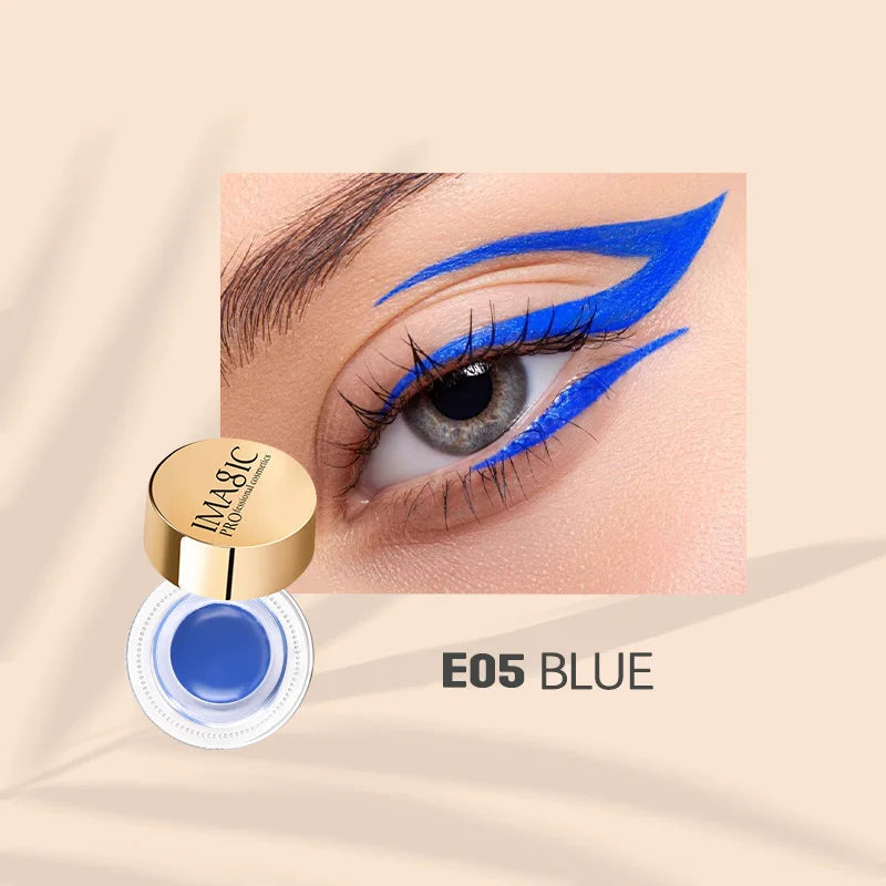 IMAGIC – Eyeliner Gel 3 couleurs, imperméable, séchage rapide, crème pour les yeux longue durée avec brosse, cosmétique professionnel noir/blanc/bleu