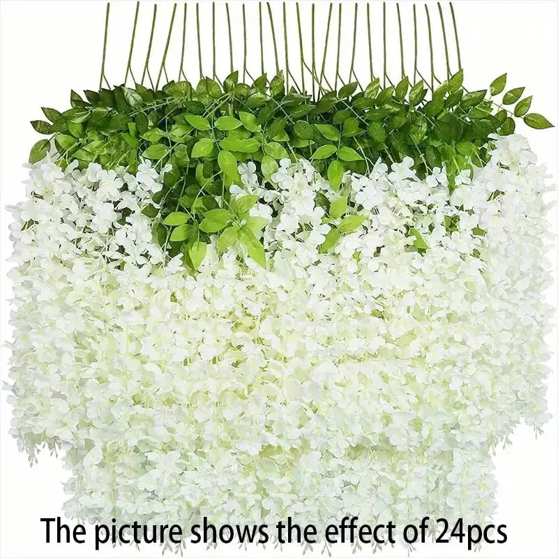 12PCS Artificial Wisteria Vine Flowers – Hanging Silk Floral Garland Set